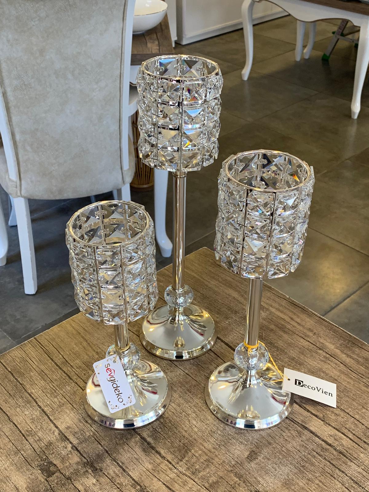 Decovien Mumluk 3 Lü Metal Gümüş AYM3076B
