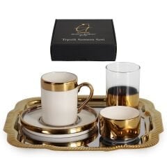 İpek Kahve Takımı 2 Li Tepsili Gold STL056