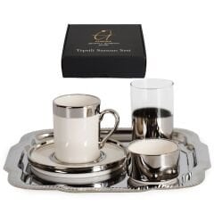 İpek Kahve Takımı 2 Li Tepsili Silver STL057
