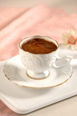 Nehir Kahve Takımı Nazenin Beyaz Altın Yaldızlı