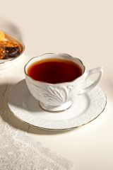 Nehir Çay Fincan Takımı Nazenin Beyaz Altın Yaldızlı