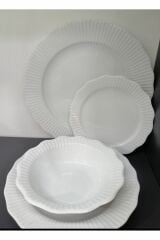 Porland 24 Parça Frilly Yemek Takımı Beyaz 04POR033758