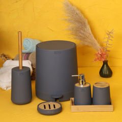 Arow Banyo Seti Tulip 6 Parça Akrilik Gri Tr-3727