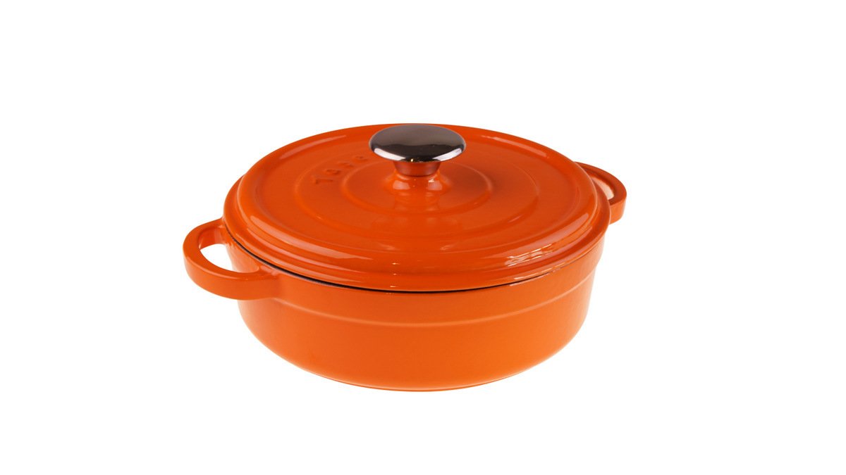 Taşev Caste 24 Cm Kısa Tencere Turuncu T1868