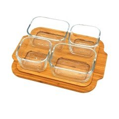 Ultraform Bambu Kapaklı Kahvaltılık Seti Kare