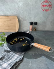 Neoflam Bien 24 Cm Siyah Alüminyum Döküm Wok Tava D-NEOBN124W