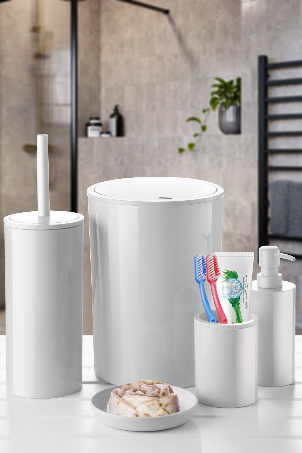 Primanova Flores 5 Li Banyo Seti Beyaz M-SAS17-01