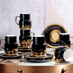 Kosova Kahve Takımı 6 Lı Fıçı Gold Siyah KGP-079