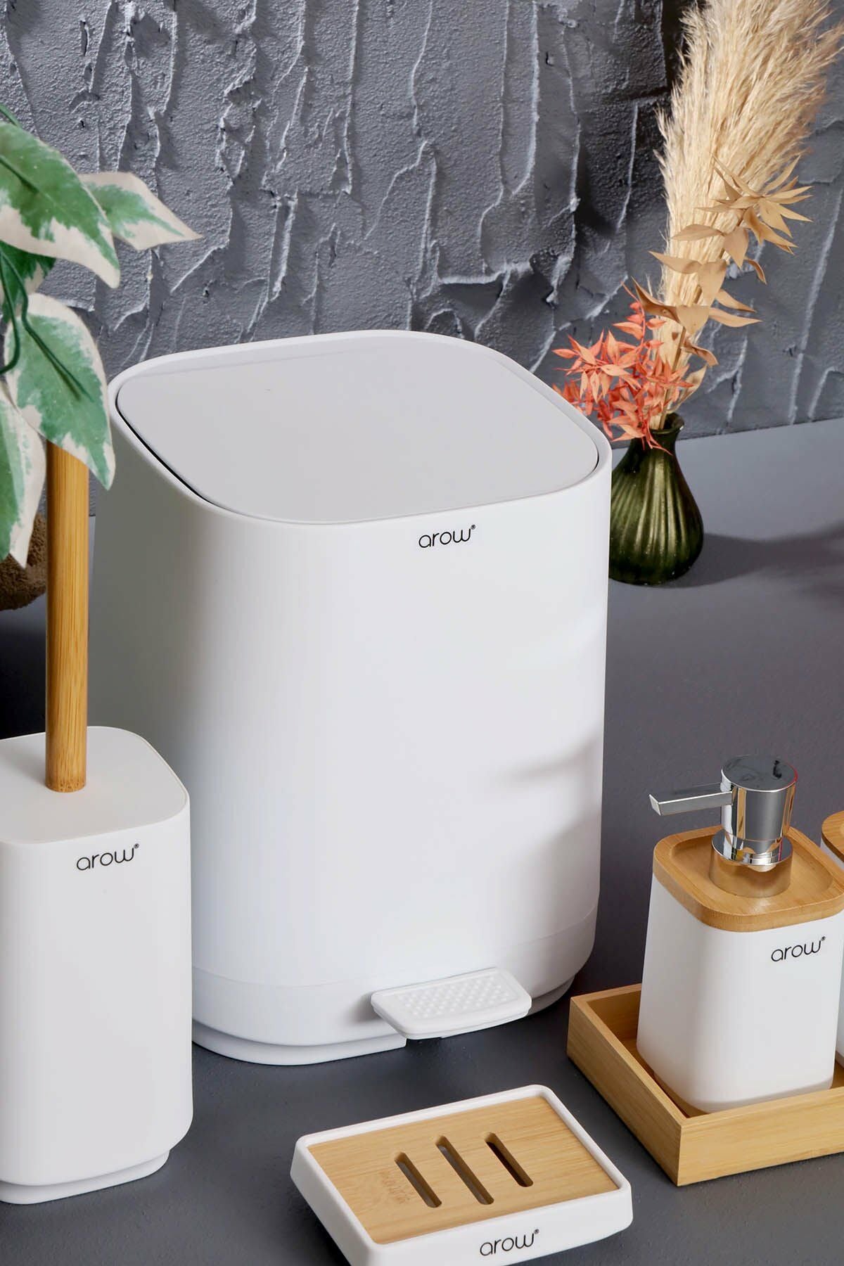 Arow Banyo Seti 6 Parça Akrilik Beyaz TR-3730