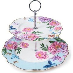 Lotus Bone Chına Porselen Iki Katlı Kurabiyelik A181