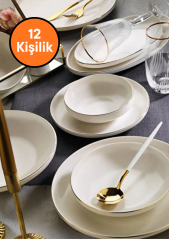 Aryıldız 60 Parça Acoustic Gold 12 Kişilik Yemek Takımı
