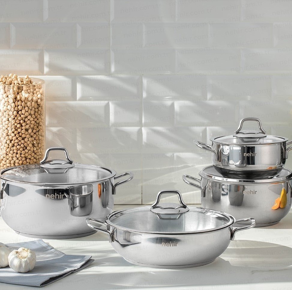 Nehir 8 Parça Silver Güveç Tencere Set
