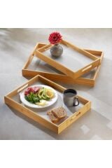Bambum 3 Lü Tepsi Marbella Mermer Desen Beyaz B5755