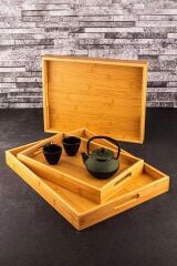 Bambum 3 Lü Tepsi Marbella Bambu Desen B5757