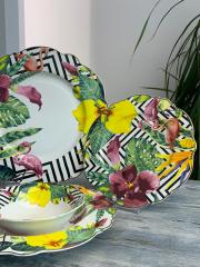 Lotus Porselen Bone China 24 Parça Flamingo Yemek Takımı O061