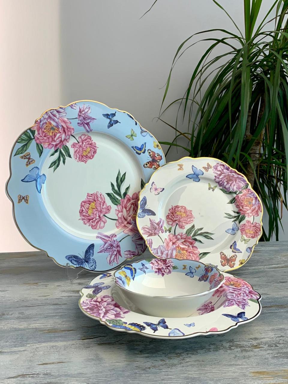 Lotus Porselen Bone China 24 Parça Kelebek Yemek Takımı A181