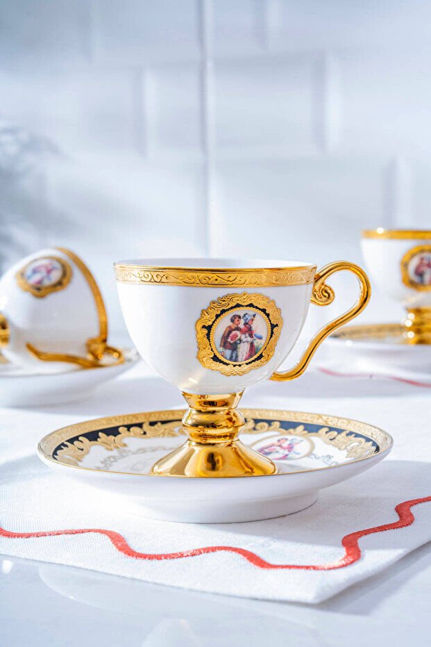 Acar Kahve Takımı Carmona Ayaklı Beyaz Gold