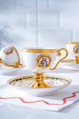 Acar Kahve Takımı Carmona Ayaklı Beyaz Gold