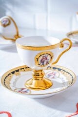 Acar Kahve Takımı Carmona Ayaklı Beyaz Gold