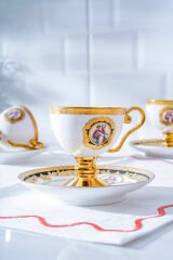 Acar Kahve Takımı Carmona Ayaklı Beyaz Gold