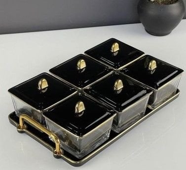 Arow Kahvaltılık Cam 6 Lı Siyah TR-3028