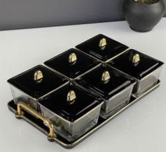 Arow Kahvaltılık Cam 6 Lı Siyah TR-3028