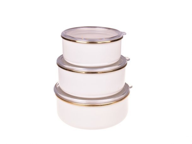 Taşev Saklama Kabı 3 Lü Sultan Krem T3189