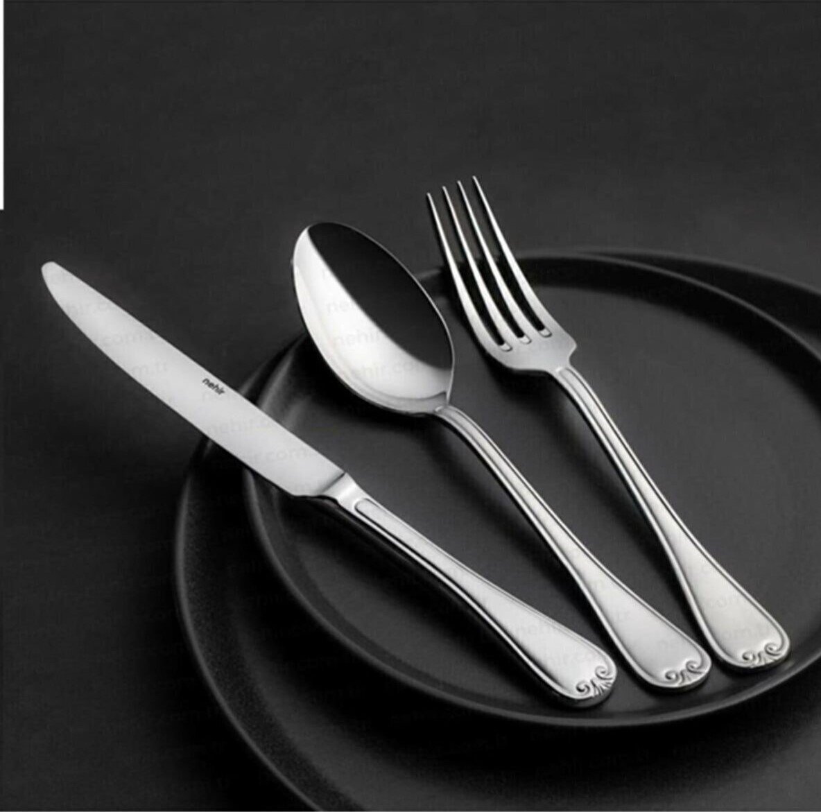 Nehir 84 Parça Monaco Sade Deri Kutulu Çatal Kaşık Bıçak Seti