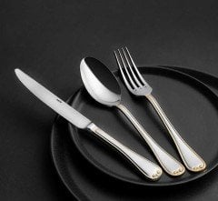 Nehir 89 Parça Monaco Altın Deri Kutulu Çatal Kaşık Bıçak Seti