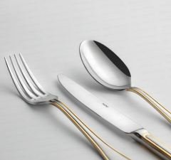 Nehir 89 Parça Monaco Altın Deri Kutulu Çatal Kaşık Bıçak Seti