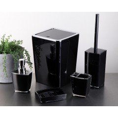 Gönül Akrilik 5 Parça Çöp Kovalı Banyo Seti Oval Siyah