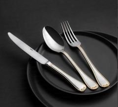 Nehir 84 Parça Monaco Altın Deri Kutulu Çatal Kaşık Bıçak Seti