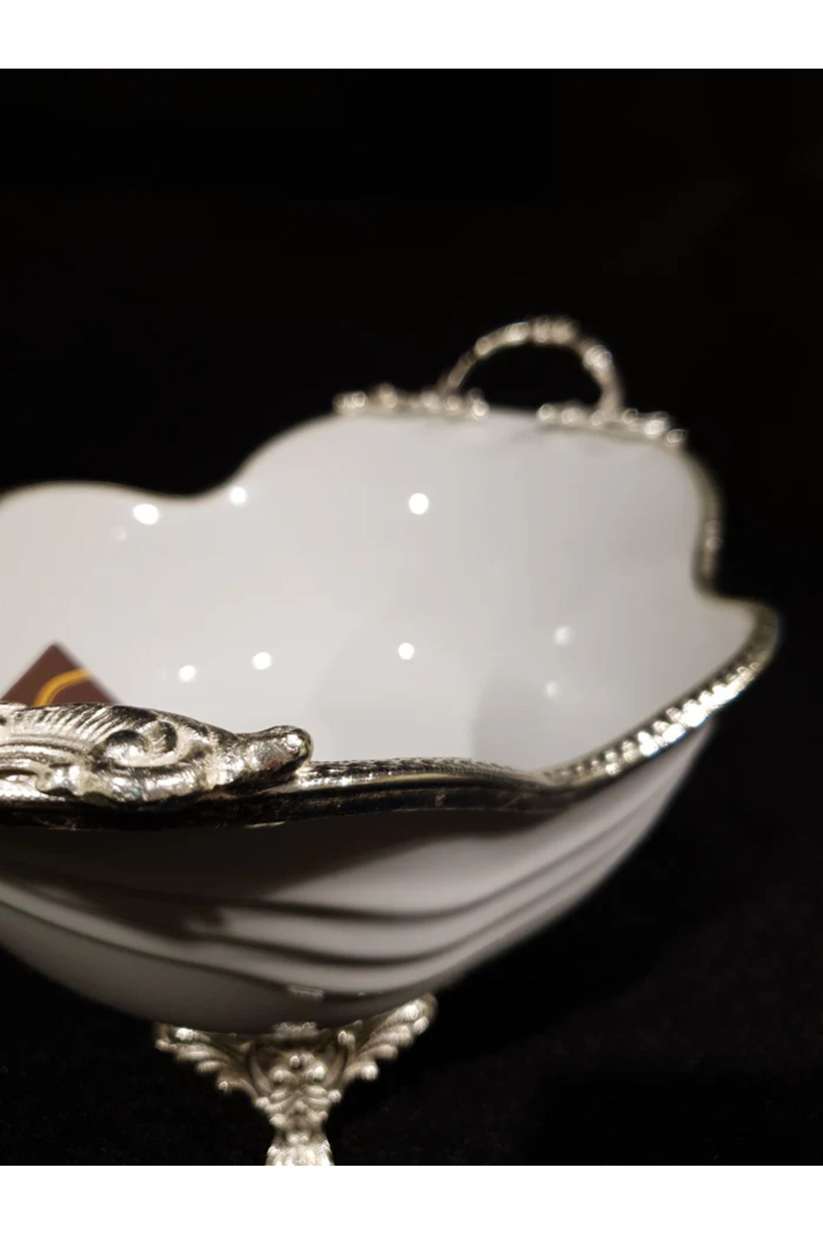 Lımoges Paniz Kase Ayaklı Oval 37X23 Cm Gümüş WHS136