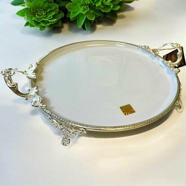 Limoges Paniz Sunum Tabağı Ayaklı Yuvarlak 38X30X6 Cm Gümüş WHS119