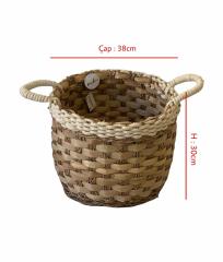 Sever Hasır Sepet Seagrass Kulplu Yuvarlak Büyük 7458