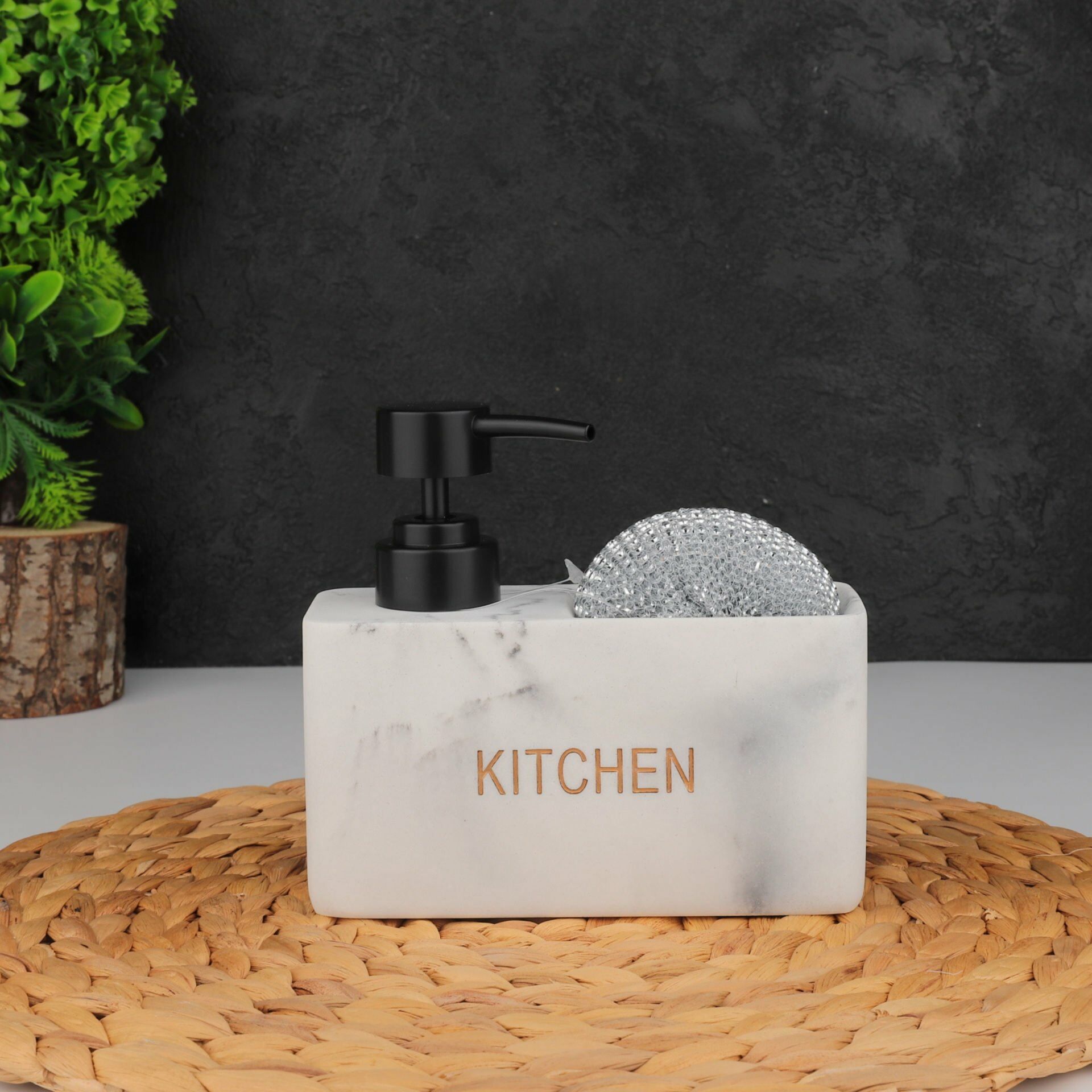 Mien Mermer Desenli Polyresin Sıvı Sabunluk Cn-56789