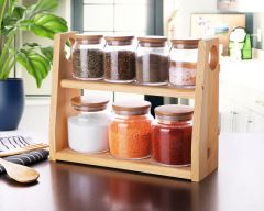 Gönül Bambu Kapaklı 7 Parça Cam Baharat Takımı G2747