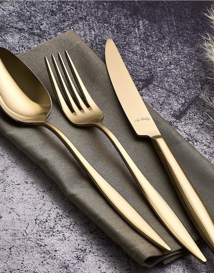 Aryıldız Elegant Gold Pvd 24 Parça Çatal Kaşık Bıçak Seti