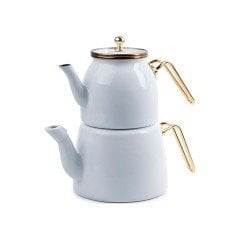 Sembol Emaye Çaydanlık Beyaz Gold