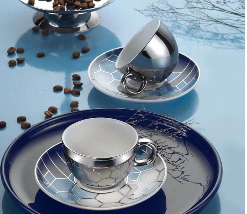 Kütahya Porselen Kahve Takımı Zeugma 4 Parça Platin 11327