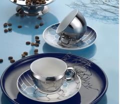 Kütahya Porselen Kahve Takımı Zeugma 4 Parça Platin 11327