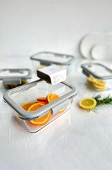 Neoflam Fika Glace 5 Parça Vakumlu Cam Saklama Kabı Seti Gri D-NEOGGLS05
