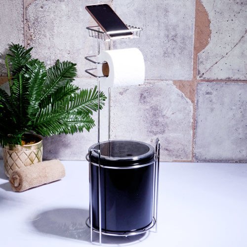 Kosova Çöp Kovası Wc Kağıtlık Standlı Siyah Syh-Akb 755