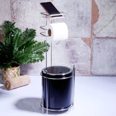 Kosova Çöp Kovası Wc Kağıtlık Standlı Siyah Syh-Akb 755