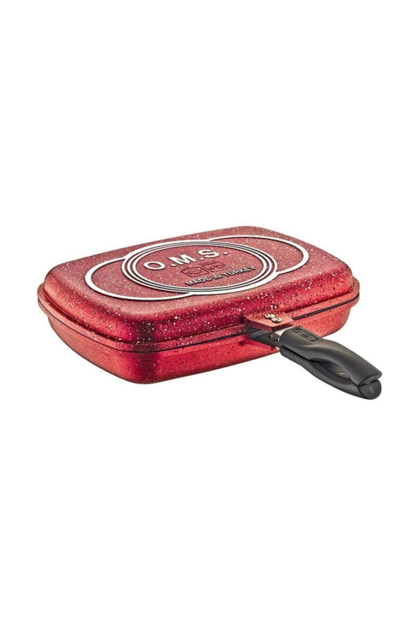 Oms 36 Cm Granit Çift Taraflı Tava Kırmızı 3215