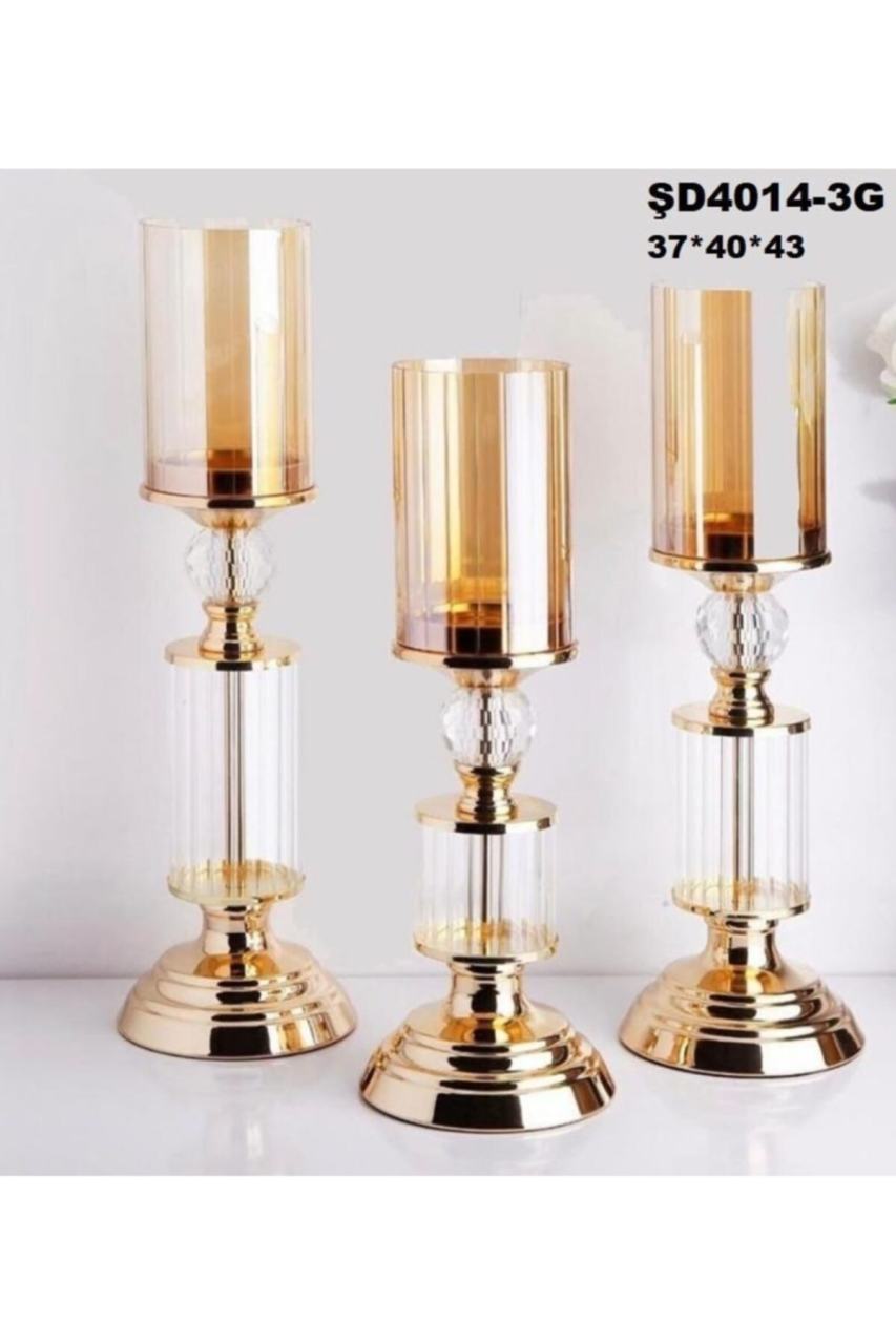 Çerçi 3'lü Gold Şamdan Takımı ŞD4014-3g