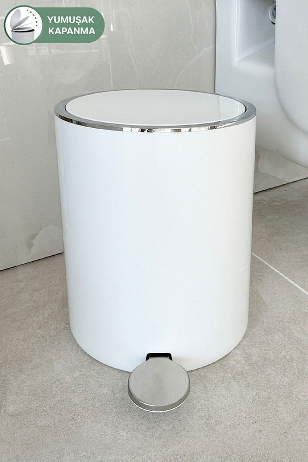 Primanova Lenox Pedallı Çöp Kovası 5 Lt Beyaz M-E66-01