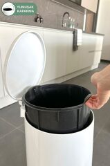 Primanova Cigo Pedallı Çelik Çöp Kovası 20 Lt Beyaz M-E50-01-06