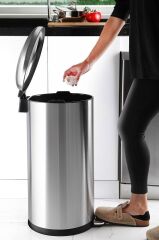 Primanova Çelik Çöp Kovası Bombe Kapak 40 Lt Inox M-E84-30-06