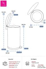 Primanova Çelik Çöp Kovası Bombe Kapak 40 Lt Inox M-E84-30-06